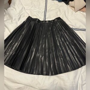 French Connection Leather Pleated Skirt